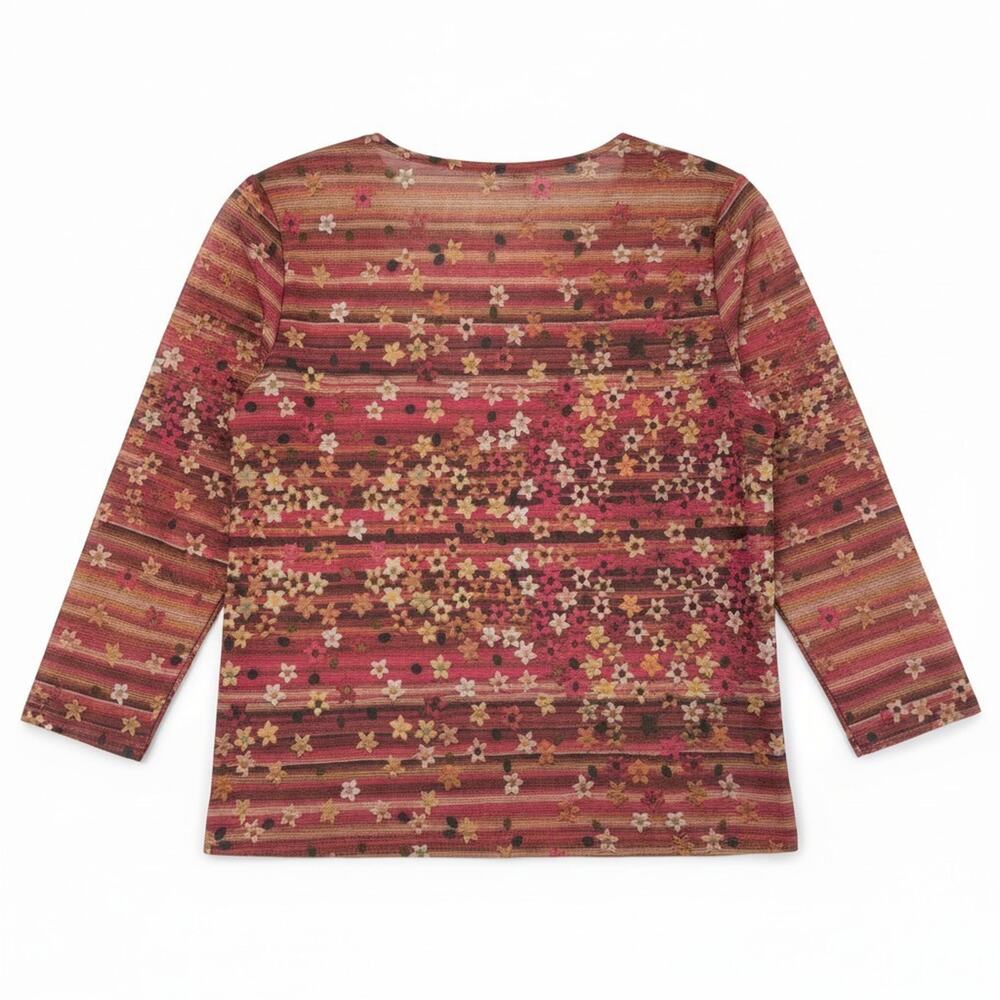NU CONSTRUCTION FLORAL MOTIF TOP 3/4 SLEEVE ART TO WEAR BLOUSE WOMENS XS SMALL - Picture 5 of 8